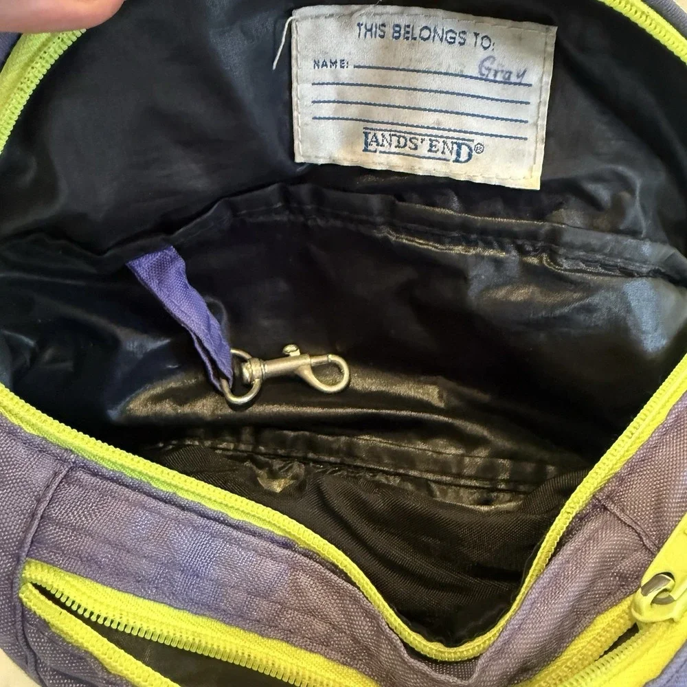 Vintage Lands'‎ End Hiking Waist Pack Fanny Pack Adjustable Zip Neon 90s Multi